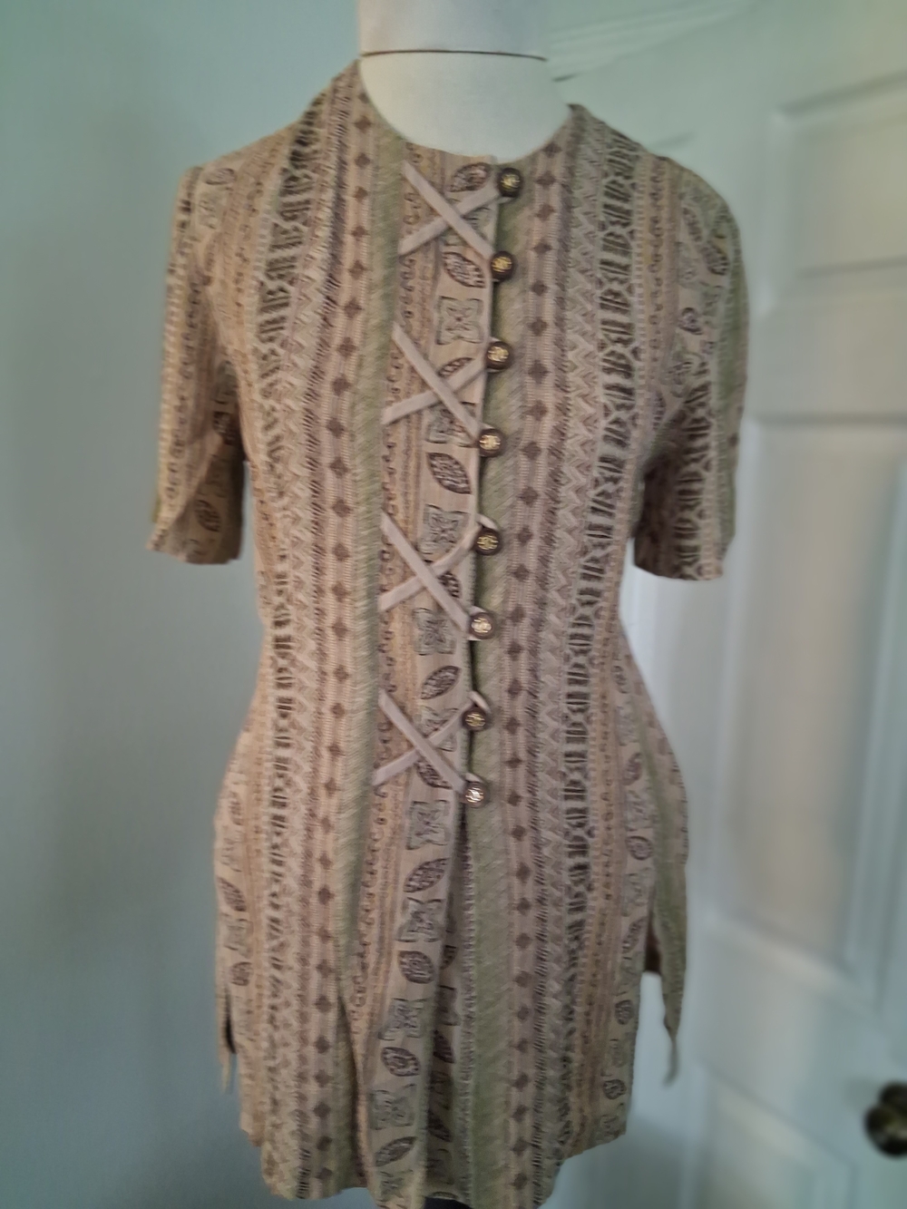 R&M Richards Beige, Olive and Brown Patterned Tunic